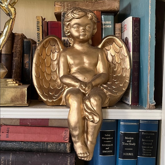 Gold Angel Figurine Cherub Shelfsitter Shelf Sitter - Picture 6 of 10
